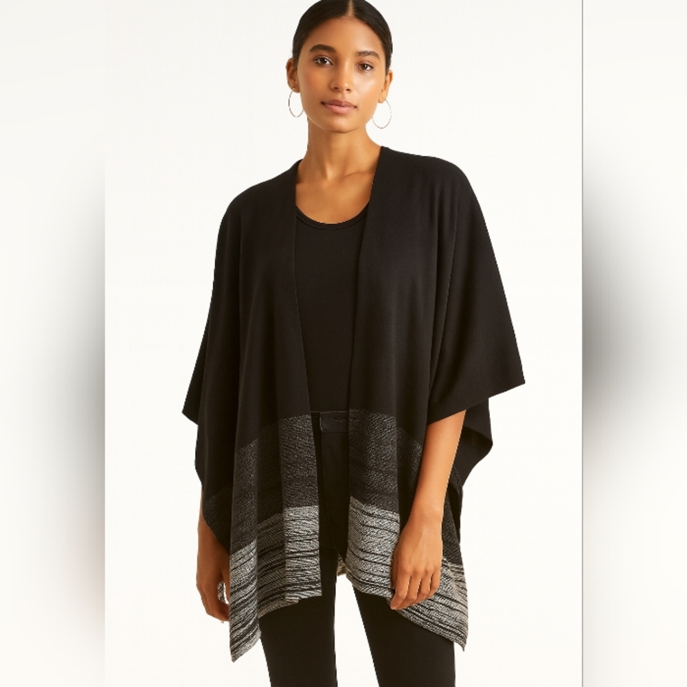 AB Studio Open Cape Black Gray Medium